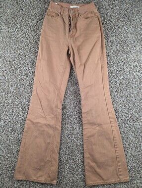 Pacsun Womens Sz 23" High Rise Bootcut Denim Pants Brown Beige Button Fly